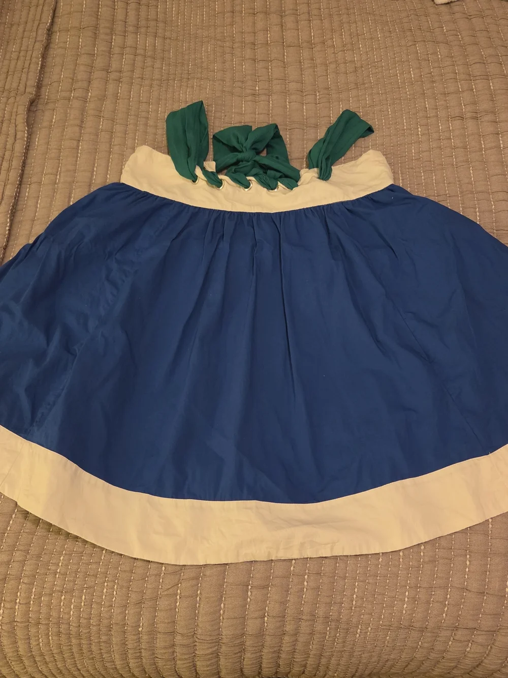 Anthropologie Whipstich Blue and White Mini Sundress with Green Straps Medium EU